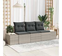 vidaXL Set Divano da Giardino 3 pz Grigio chiaro polyrattan