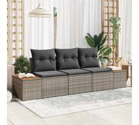 Set Divano da Giardino con cuscino 3 pcs Grigio polyrattan