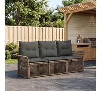 vidaXL Set Divano da Giardino 3 pz Grigio polyrattan