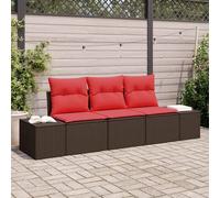 vidaXL Set Divano da Giardino 3 pz Marrone e Rosso polyrattan | Sezioni facilmente riadattabili per layout versatili, Materiali robusti che resistono agli agenti atmosferici