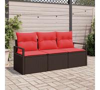 vidaXL Set Divano da Giardino 3 pz Marrone e Rosso polyrattan