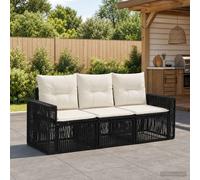 vidaXL Set Divano da Giardino 3 pz Nero e Bianco Crema polyrattan