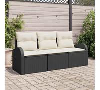 vidaXL Set Divano da Giardino 3 pz Nero e bianco Poly Rattan