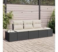 vidaXL Set Divano da Giardino 3 pz Nero e Crema polyrattan