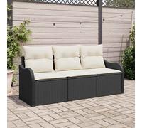 vidaXL Set Divano da Giardino 3 pz Nero Poly Rattan