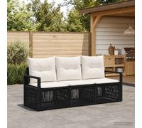 vidaXL Set Divano da Giardino 3 pz Nero polyrattan