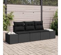 vidaXL Set Divano da Giardino 3 pz Nero polyrattan