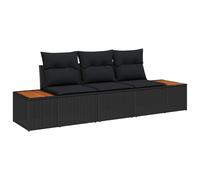 vidaXL Set da Giardino 3 Pezzi con Cuscini in polyrattan Nero e Acacia