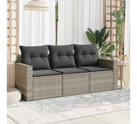 DIVANO DA GIARDINO VIDAXL 3 pz con Cuscini Grigio Chiaro Polyrattan - 3218652