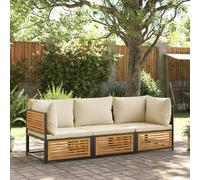 Set Divano da Giardino 3pz con Cuscini Legno Massello di Acacia