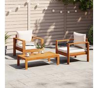 Set Divano da Giardino 3pz con Cuscini Legno Massello di Acacia