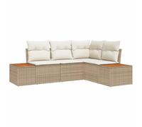 vidaXL Set da Giardino 4 Pezzi con Cuscini Beige in Rattan Sintetico, Perfetto per Il Balcone e Il Patio. Questo Divano Lettino è Anche Impermeabile, Ideale per L'Estate.