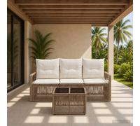 vidaXL Set Divano da Giardino 4 pcs Beige polyrattan