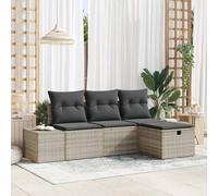 vidaXL Set Divano da Giardino 4 pcs Grigio chiaro Poly Rattan