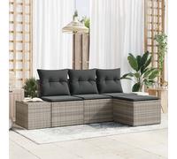 vidaXL Set Divano da Giardino 4 pz Grigio chiaro polyrattan