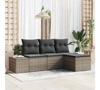 vidaXL Set Divano da Giardino 4 pcs Grigio Poly Rattan