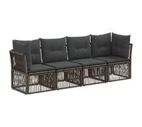 vidaXL Set di divani da giardino, 4 pezzi, grigio rattan sintetico, divano da esterno, stile moderno, resistente alle intemperie, mobili da giardino, moduli e cuscini molto comodi