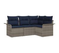 vidaXL Set Divano da Giardino 4 pcs Grigio polyrattan, Sofà modulare moderno per giardino e terrazza, resistente ai raggi UV, per un relax all'aperto