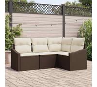 vidaXL Set Divano da Giardino 4 pcs Marrone Poly Rattan