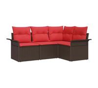 vidaXL Set Divano da Giardino 4 pcs Marrone polyrattan, Sofà modulare moderno per giardino e terrazza, resistente ai raggi UV, per un relax all'aperto
