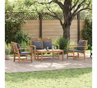 vidaXL Set Divano da Giardino 4 pz Naturale Legno di teak solido