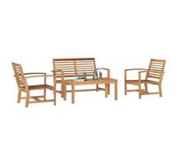 vidaXL Set da Pranzo per l'esterno in Teak: 1 panchina, 2 sedie e Un Tavolo in Legno massello. Solido e con Uno Stile Tradizionale, è Perfetto per balconi, patii e Giardini.