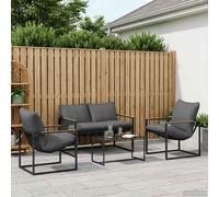 vidaXL Set Divano da Giardino 4 pcs Nero e antracite Acciaio