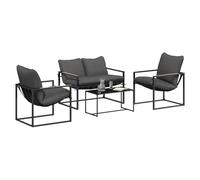 vidaXL Set di divani da giardino 4 pezzi nero e antracite, in acciaio, giardino e terrazza, set moderno per esterni, mobili da patio eleganti, divano lounge contemporaneo