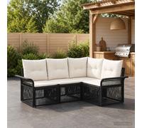 vidaXL Set Divano da Giardino 4 pz Nero polyrattan