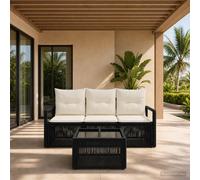 vidaXL Set Divano da Giardino 4 pcs Nero polyrattan