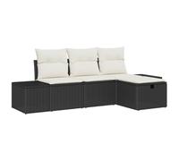 vidaXL Set Divano da Giardino 4 Pezzi con Cuscini in polirattan Grigio Scuro, con Spazio per riporre, Look Elegante e Tessuto Morbido. Comodo per balconi e patii, Arredamento modulare.