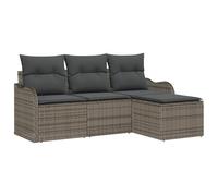 vidaXL Set Divano da Giardino 4 Pezzi con Cuscini in Rattan Grigio, Modulare e con Piedi Regolabili per Uso Esterna, Mobili per Terrazza, Seduta Sezionale Versatile per Relax