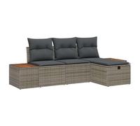vidaXL Set di divani da Giardino 4 Pezzi con Cuscini Grigi in polyrattan, Divano da Giardino 2 posti con Contenitore e Cuscini Grigi in polyrattan