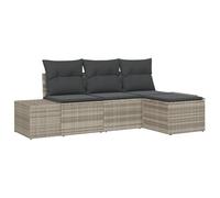 vidaXL Set di Divano da Giardino a 4 Pezzi con Cuscini - Grigio Chiaro Polyrattan Seduta Sezionale Esterno Arredamento Stile e Comfort per Balcone o Patio