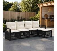 vidaXL Set Divano da Giardino 4 pz 5-Posti Nero polyrattan