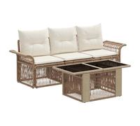 vidaXL Set Divano da Giardino 4 pz Beige e Bianco Crema polyrattan