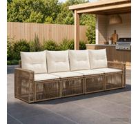 vidaXL Set di divani da giardino, 4 pezzi, beige e bianco crema, mobili moderni per giardino, sedute esterne, divano modulare resistente alle intemperie, gambe regolabili, lounge in rattan