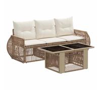 vidaXL Set Divano da Giardino 4 pz Beige e Bianco Crema polyrattan