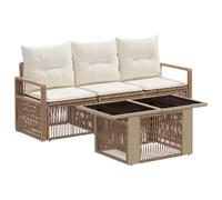 vidaXL Set Divano da Giardino 4 pz Beige e Bianco Crema polyrattan