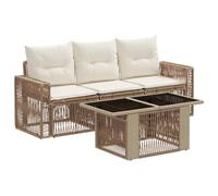 vidaXL Set Divano da Giardino 4 pz Beige e Bianco Crema polyrattan