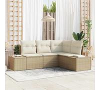 Set Divano da Giardino 4 pz Beige e Crema polyrattan