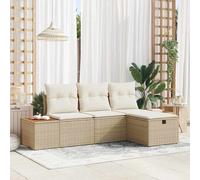vidaXL Set da Giardino in 4 Pezzi con Cuscini Beige Rattan polivalente