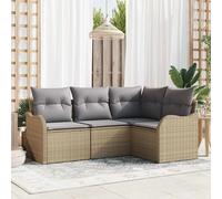 vidaXL Set Divano da Giardino 4 pz Beige polyrattan