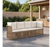 vidaXL Set di divani da giardino, 4 pezzi, beige, rattan sintetico, divano da esterno, stile moderno, resistente alle intemperie, mobili da giardino, moduli e cuscini molto comodi