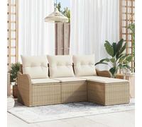 vidaXL Set Divano da Giardino 4 pz Beige polyrattan