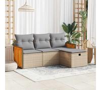 DIVANO DA GIARDINO VIDAXL 4 pz con Cuscini Beige in Polyrattan - 3326007
