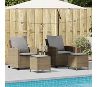 vidaXL Set Divano da Giardino 4 pz con Cuscini Beige in Polyrattan