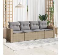 vidaXL Set Divano da Giardino 4 pz con Cuscini Beige in Polyrattan