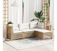 vidaXL Set Divano da Giardino 4 pz con Cuscini Beige in Polyrattan