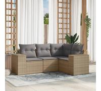 vidaXL Set Divano da Giardino 4 pz con Cuscini Beige in Polyrattan